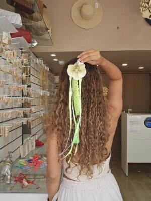 Acessório cabelo branco/verde