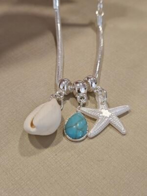 Pulseira biju prata pingentes