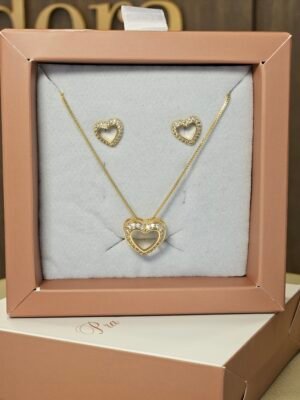 Conjunto Coração Luxo Folheado a ouro 18k