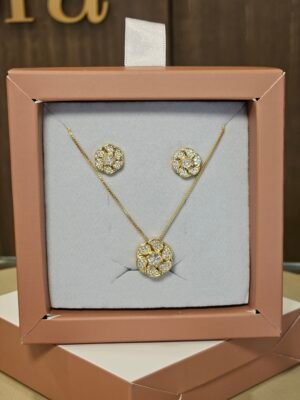 Conjunto Flor luxo Folheado a ouro 18k