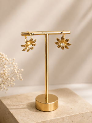 Brinco Flor Tranqueta 4591 Folheado a Ouro 18k